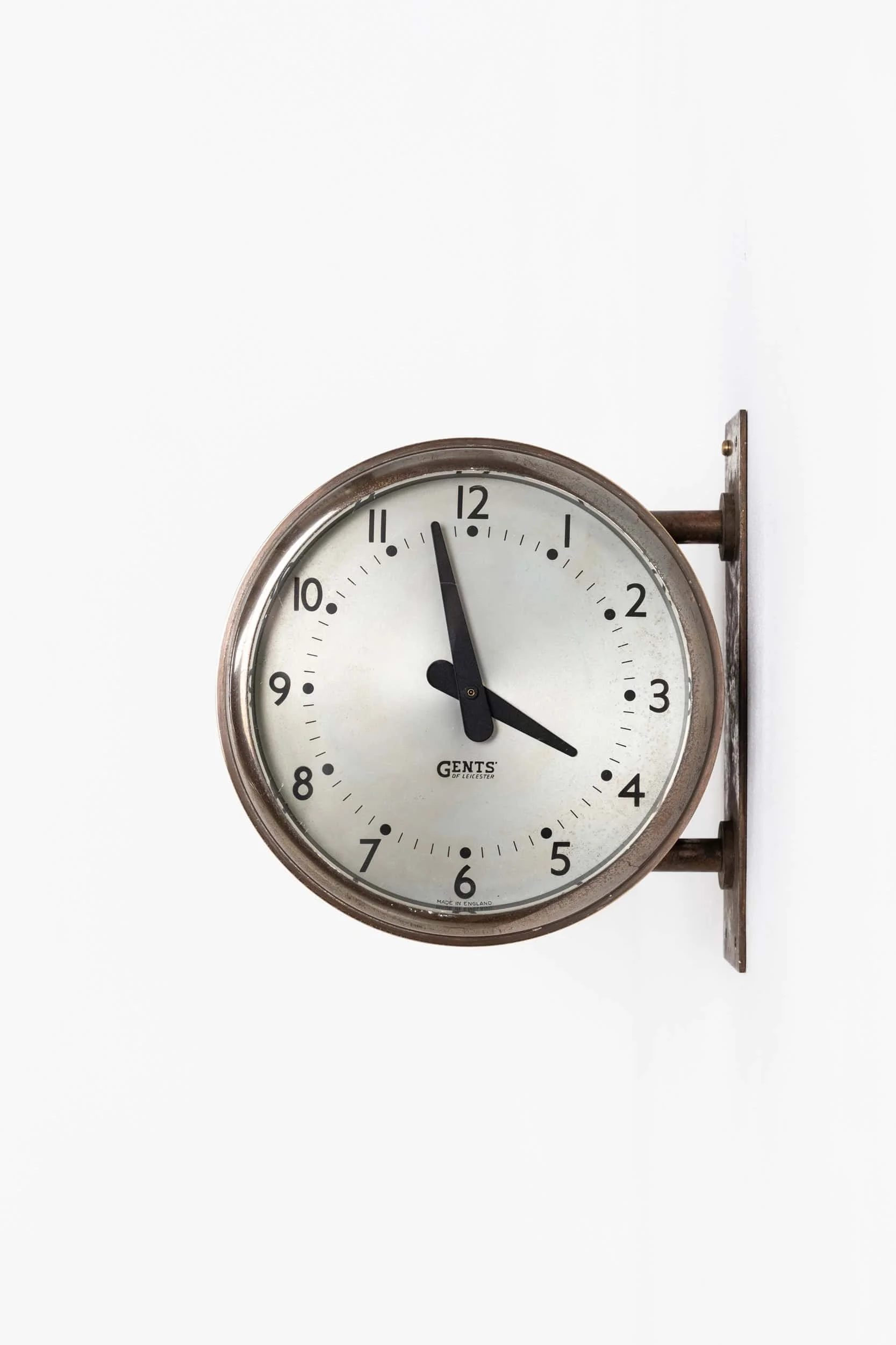 Brass Double Sided Gents of Leicester Clock — Antiques Workshop
